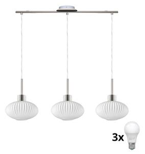 LED Lustr na lanku HARMA 3xE27/60W/230V matný chrom/bílá