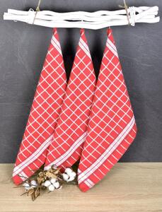 Luxusní kuchyňské utěrky, DOLCE RED egyptská bavlna set 3 ks