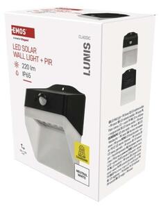 EMOS Solární LED svítidlo LUNIS s pohybovým čidlem, černé, neutrální bílá 1553151000