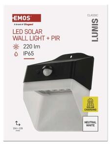EMOS Solární LED svítidlo LUNIS s pohybovým čidlem, černé, neutrální bílá, IP65 1553151000
