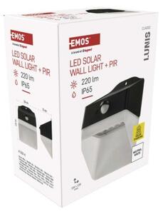 EMOS Solární LED svítidlo LUNIS s pohybovým čidlem, černé, neutrální bílá, IP65 1553151000