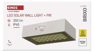 EMOS Solární LED svítidlo BRIXO s pohybovým čidlem, bílé, neutrální bílá, IP65 1553161000
