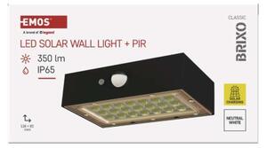 EMOS Solární LED svítidlo BRIXO s pohybovým čidlem, černé, neutrální bílá, IP65 1553162000