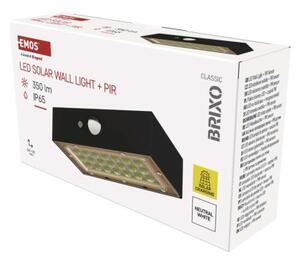 EMOS Solární LED svítidlo BRIXO s pohybovým čidlem, černé, neutrální bílá 1553162000