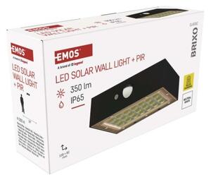 EMOS Solární LED svítidlo BRIXO s pohybovým čidlem, černé, neutrální bílá, IP65 1553162000