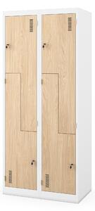 Plechová šatní skříň JULIA, 800 x 1850 x 450 mm, Eco Design: bílá/dub sonoma
