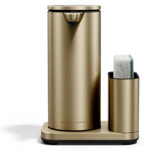Simplehuman bezdotykový dávkovač – 414 ml + držák na houbičku, matná zlatá ocel