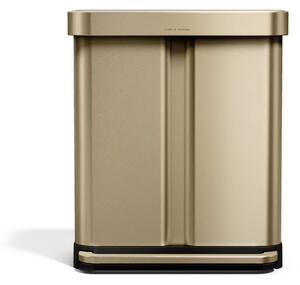 Simplehuman pedálový odpadkový koš na tříděný odpad – 58l (34/24), matná zlatá, FPP