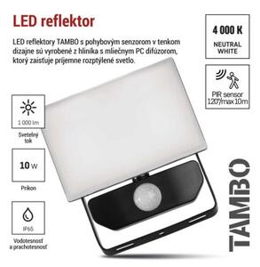 EMOS LED reflektor TAMBO se senzorem pohybu, 10 W, 1000 lm, černý, IP54 1531291200
