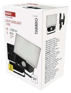 EMOS LED reflektor TAMBO se senzorem pohybu, 10 W, 1000 lm, černý, IP54 1531291200
