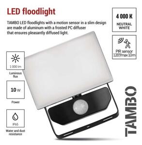 EMOS LED reflektor TAMBO se senzorem pohybu, 10 W, 1000 lm, černý, IP54 1531291200