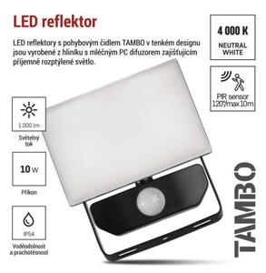 EMOS LED reflektor TAMBO se senzorem pohybu, 10 W, 1000 lm, černý, IP54 1531291200