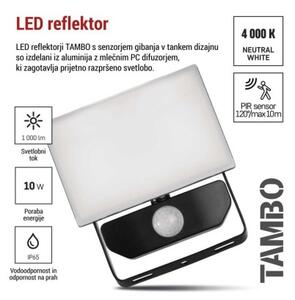 EMOS LED reflektor TAMBO se senzorem pohybu, 10 W, 1000 lm, černý, IP54 1531291200