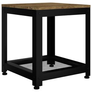 Odkládací stolek tmavě hnědý a černý 40x40x45 cm MDF a železo