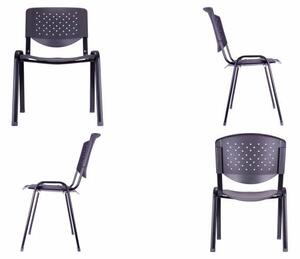 Garthen Sada stohovatelných židlí - 4 ks, černá