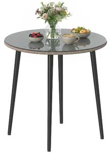 Outsunny kulatý zahradní jídelní stůl, venkovní stůl 80 × 80 × 74 cm, tvrzené sklo s ratanovým okrajem, ocelový rám, nosnost 50 kg, na terasu a balkon