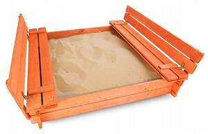 New Baby Dřevěné pískoviště s poklopem a lavičkami, 120 x 120 cm