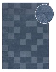 Tmavě modrý ručně tkaný vlněný koberec 120x170 cm Checkerboard – Flair Rugs