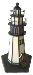 Vitrážová stolní lampa Tiffany v designu majáku Phare – Ø 12*28 cm E14/max 1*25W