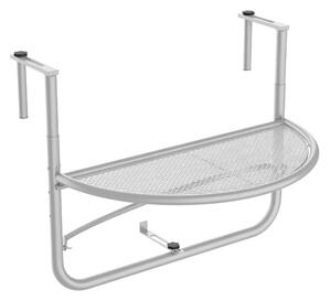 Závěsný stůl na balkon Outsunny, zahradní stůl s nastavitelnou výškou, polokulatý Ø30 cm, bílý kov, L60 x Š45 x V50 cm | Aosom