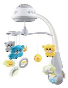 Baby Mix kolotoč nad postýlku se světelným projektorem šedá