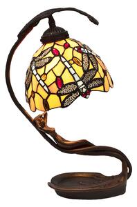 Žlutá stolní lampa Tiffany Jess s vážkou- 28*20*40 cm E14/max 1*25W