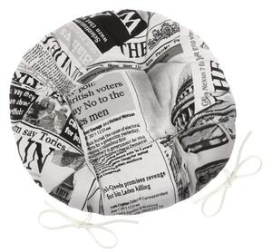 Sedák EMA kulatý prošívaný - průměr 40 cm noviny černé