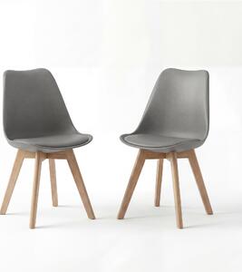 BEALIFE Sada 2 jídelních židlí TB18 | Ergonomické, výška sedáku 45 cm, PP + dřevěné nohy, skandinávský design | Do jídelny a pracovny | Černá/bílá