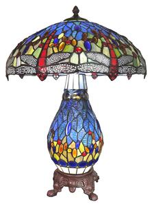 Modrá stolní lampa Tiffany Poulin - Ø 46*63 cm E27/max 2*40W E14/max 1*7W