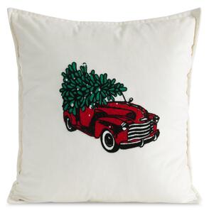 VÁNOČNÍ DEKORAČNÍ POVLAK NA POLŠTÁŘ CAR 1KS 45X45 CM BÍLÁ