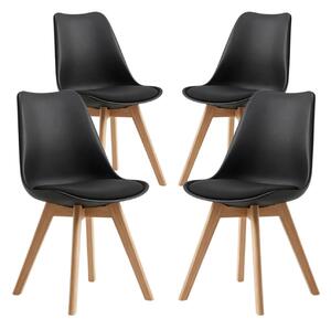 BEALIFE, sada 4 jídelních židlí s dřevěnými nohami | Ergonomické, výška sedáku 45 cm, snadná údržba (PP) | Pro domácnost, kancelář a restauraci | Černá/bílá/šedá