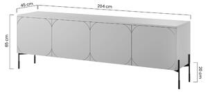 Moderní TV skříňka Sonatia 200 cm se čtyřmi dveřmi na kovových nohách - olivová 3