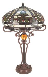Hnědá stolní lampa Tiffany s okrasnou nohou Eye - Ø 42*59 cm E27/max 2*60W