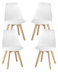 BEALIFE, sada 4 jídelních židlí s dřevěnými nohami | Ergonomické, výška sedáku 45 cm, snadná údržba (PP) | Pro domácnost, kancelář a restauraci | Černá/bílá/šedá