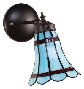 Modrá nástěnná Tiffany lampa červené pruhy RedLine - 17*12*23 cm E14/max 1*40W