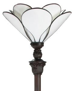 Bílá stojací Tiffany lampa ve tvaru květu Flower white - Ø 31*183 cm E27/max 1*40W