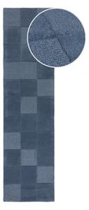 Tmavě modrý ručně tkaný vlněný běhoun 60x230 cm Checkerboard – Flair Rugs