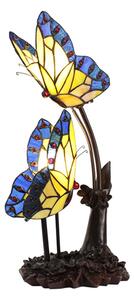 Stolní lampa Tiffany s motýlky Butterfly blue - 24*17*47 cm E14/max 2*25W