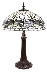 Bílá stolní lampa Tiffany s vážkami Vie white - Ø 41*57 cm E27/max 2*40W