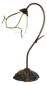 Bílá stolní Tiffany lampa ve tvaru květu Folwia - 30*17*48 cm E14/max 1*25W