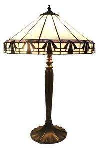 Stolní lampa Tiffany s bílým stínidlem Potenia - Ø 41*63 cm E27/max 2*60W