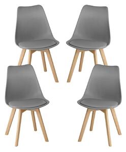BEALIFE, sada 4 jídelních židlí s dřevěnými nohami | Ergonomické, výška sedáku 45 cm, snadná údržba (PP) | Pro domácnost, kancelář a restauraci | Černá/bílá/šedá