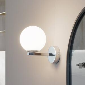 Lucande Nástěnné svítidlo Bidolo, chromová barva, sklo, Ø 12 cm, IP44, stmívatelný, Chrom / stříbro, Koupelna, kov, Koule