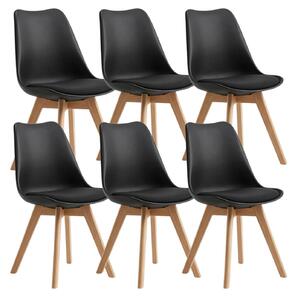 BEALIFE, sada 6 jídelních židlí, skandinávský design, snadná údržba | Do jídelny, pracovny a restaurace | Černá/bílá/šedá TB18