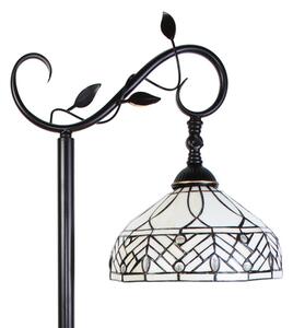 Bílá stojací Tiffany lampa kamínky a ornamenty - 36*25*152 cm E27/max 1*60W