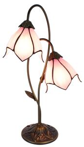 Růžová stolní lampa Tiffany Folwia Pink - 35*18*61 cm E14/max 2*25W