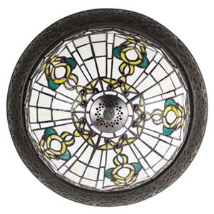 Bílo-hnědé stropní svítidlo Tiffany s ornamenty Vollio - Ø 38*20 cm E14/max 2*25W