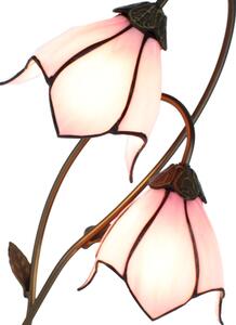 Růžová stolní lampa Tiffany Folwia Pink - 35*18*61 cm E14/max 2*25W
