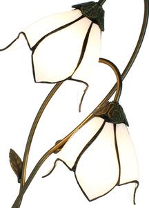 Bílá stolní lampa Tiffany Folwia White - 35*18*61 cm E14/max 2*25W