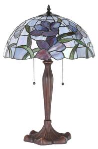 Růžovo-fialová stolní lampa Tiffany s květy Violé - Ø 40*60 cm E27/max 2*60W